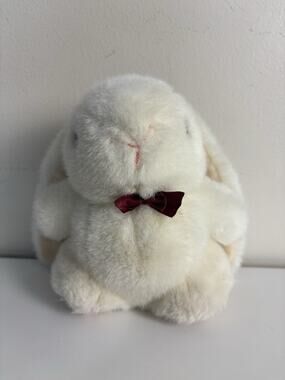 Vtg 1986 White Bunny Rabbit Plush Summit Collection Lop-Eared Bow Easter